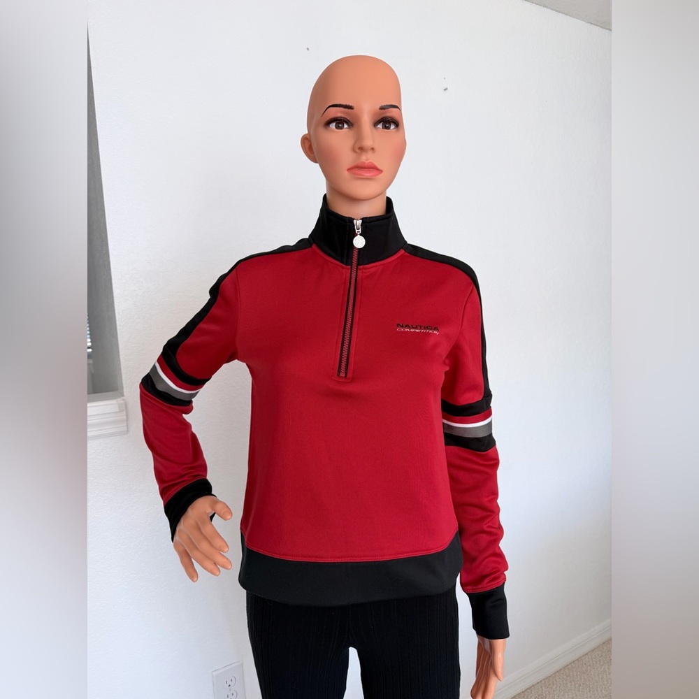Nautica Red and Black Half-Zip Athletic Top